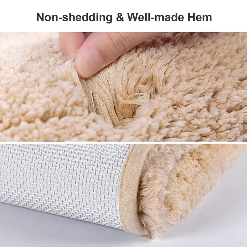 VANZAVANZU Bath Mats Non Slip Ultra Soft Absorbant Microfiber Fluffy Thick Bathroom Rugs Machine Washable (24"x36", Beige) - Image 4